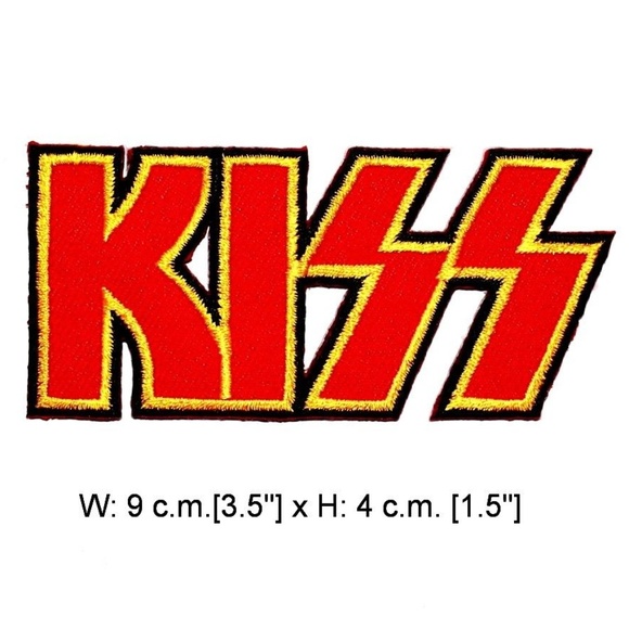 KISS Patch Star Banners Band Logo New Official Black Woven Iron On 90 X